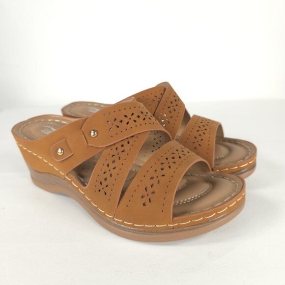 NWOT SHIBEVER Low Comfortable Wedge Sandal‎ Open Toe Slip On Size 39 US 8 - Picture 12 of 16